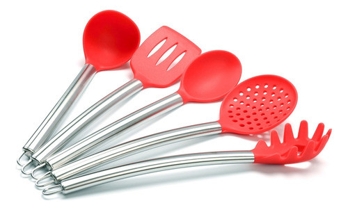 Kit 5 Utensílios Inox Com Silicone Multiuso - Mimo Style 1