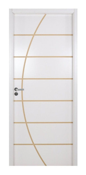 Kit Porta De Madeira Decorada 215x64cm Com Batente De Mdf 0