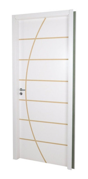 Kit Porta De Madeira Decorada 215x64cm Com Batente De Mdf 1
