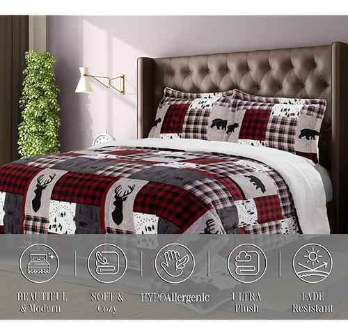 Elegante Comodidad 3-piece Winter Lodge-patch Sherpa Edredón 1