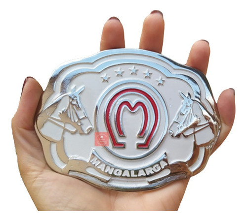 Fivela Country Cowboy Mangalarga Marchador Branca Oval 0