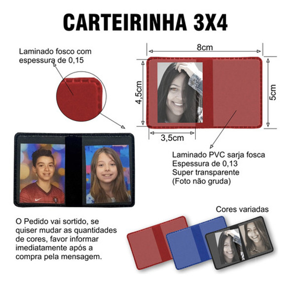 Carteirinha Para Fotos 3x4 1000 Unidades Proteção Envio 24h 1