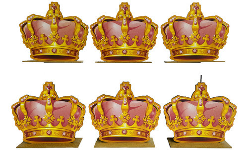 Kit Display De Mesa 6 Peças Para Festa Coroa Rosa Mdf 0