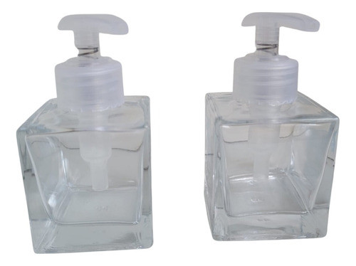 Kit 02 Porta Sabonete Vidro Cubo 100 Ml C/ Válvula 0