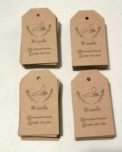 200 Tags Personalizados En Cartulina 170 Gr Kraft 7 X 4 Cm 1