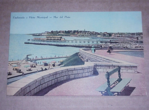#p Antigua Postal - Mar Del Plata - Explanada Y Pileta 0