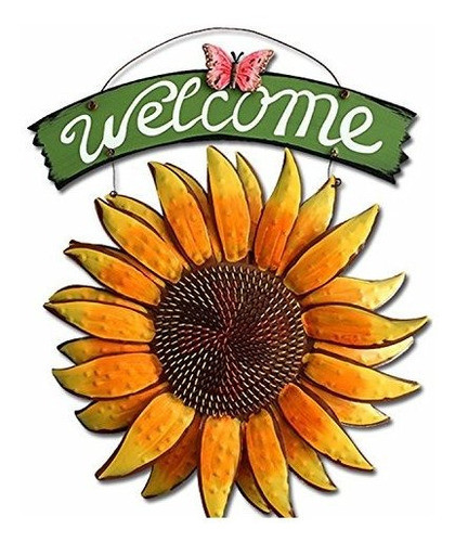 Gracia Hogar Metal Vintage Colgante Flor Bienvenida Cartel D 0