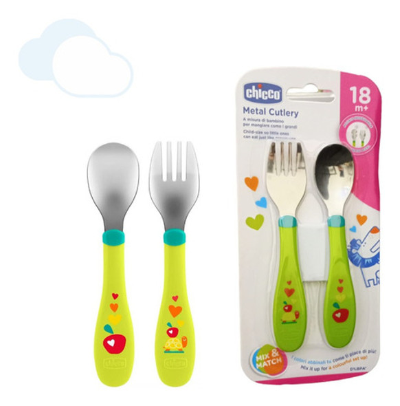 Cubiertos Cuchara Y Tenedor Set Metálico + 18 Meses 1