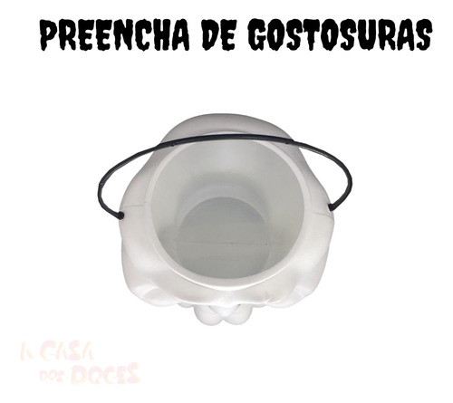 Balde Halloween Caveira Branca Tamanho Pequeno 1