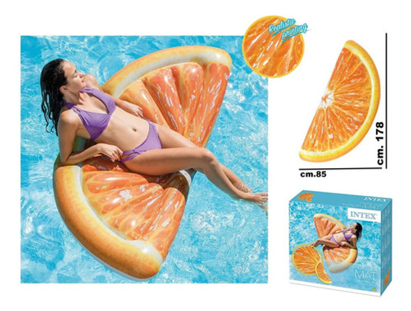 Colchoneta Flotante Inflable Para Pileta Gajo Naranja 1