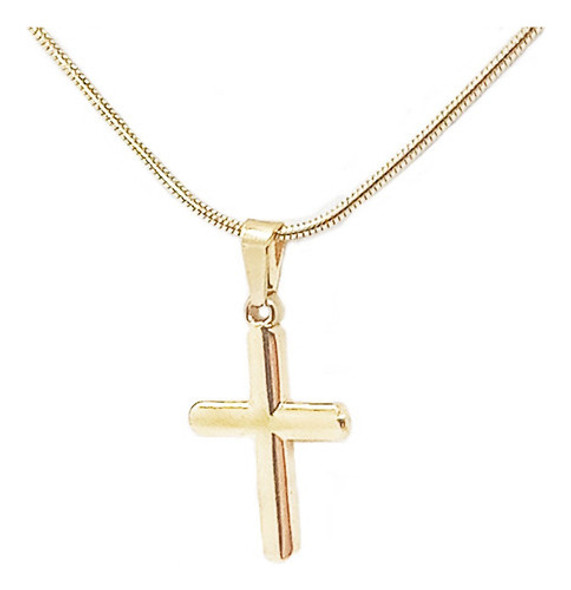 Collar Cadena Dije Cruz  Acero Quirúrgico Dorado, Regalo 0