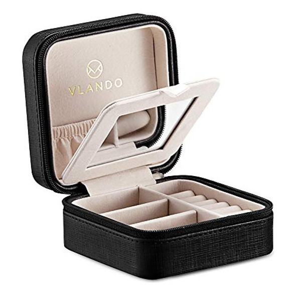 Vlando Pequeño Faux Leather Travel Jewelry Caja Organizador 0
