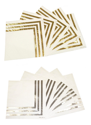 Servilleta De Papel Borde Plata / Oro X12 Un Cumpleaños 0
