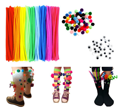 Kit Criar Meia Maluca Fantasia Festa Do Pijama Infantil Diy 0