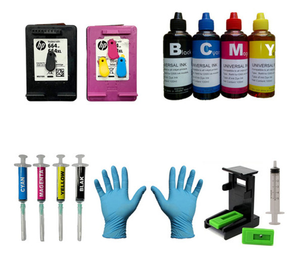 Pack Cartuchos Originales Hp664 3775 Set Armados Recargables 1 Pack Cartuchos Originales Hp664 3775 Set Armados Recargables 1