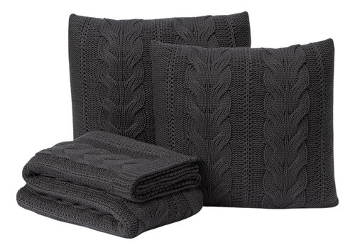 Kit Manta/peseira + 2 Capas Tricot Grafite 150cm - Five Star 0