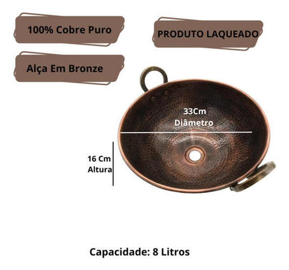 Bojo Cobre 8 Litros, Torneira  Bica  Válvula (kit) 1