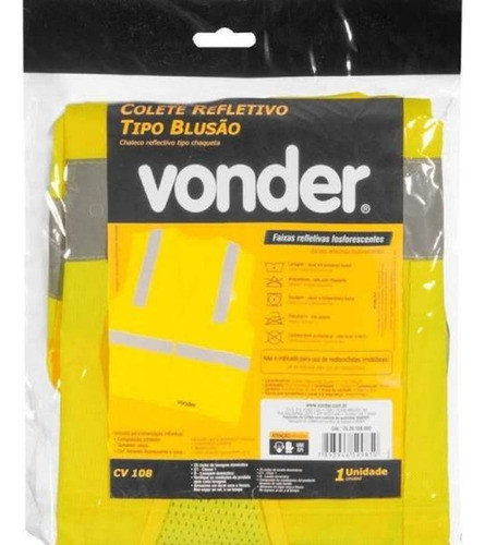 Colete Refletivo Blusão Amarelo Vonder 1