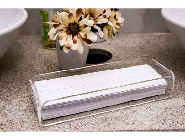 Kit 100 Toalhas Lavabo De Papel + Suporte Acrílico Toalheiro 1