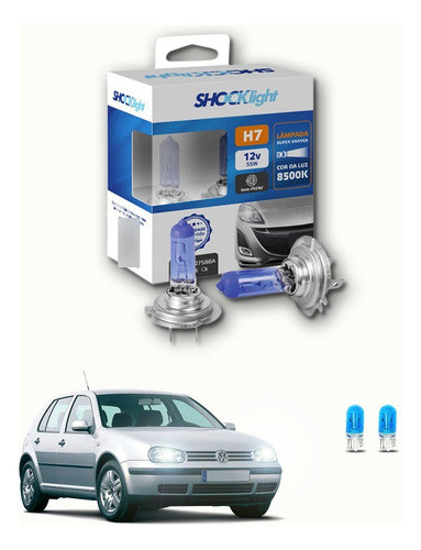Lâmpadas Super Brancas Farol Baixo Golf 99-06 H7 8500k 0