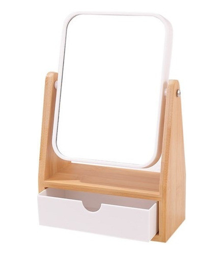 Espejo Rectangular Con Alhajero En Madera 0