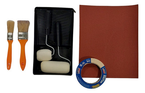 Kit Nº 1 - Rodillos + Pinceles + Bandeja + Cinta + Lija 0