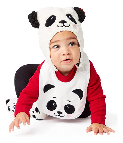 Enesco Izzy Y Oliver Infant Panda Be Happy Baby Bib, Blanco, 1