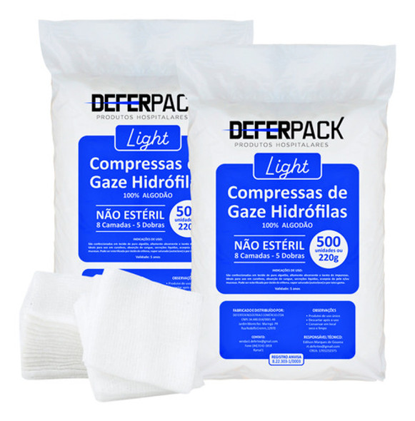 Compressa De Gaze Hidrófila Premium 1000 Unidades 440 Gramas 0