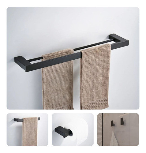 Kit Banheiro Aço Inox Preto 4 Peças Modelo Avoxx 1