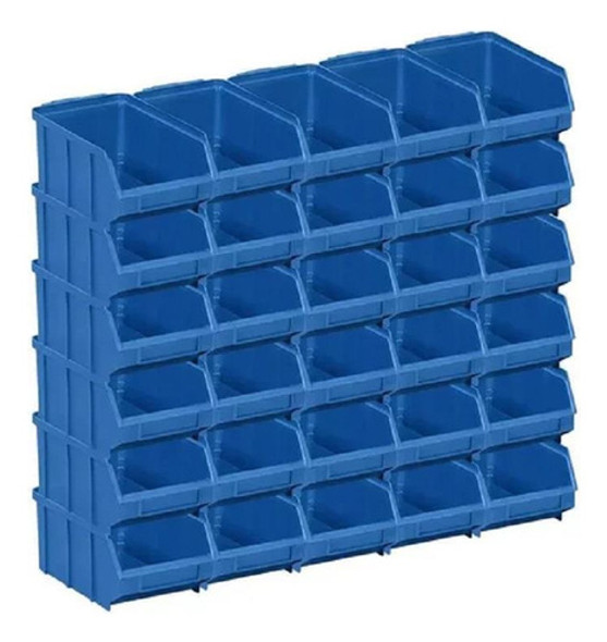 Kit 8 Caixa Box Gaveteiro Industrial Bin Azul N°4 9x13x19cm 0