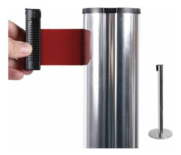 2 Postes Separadores De Metal Cinta Ordenador Fila Cola Rojo 0