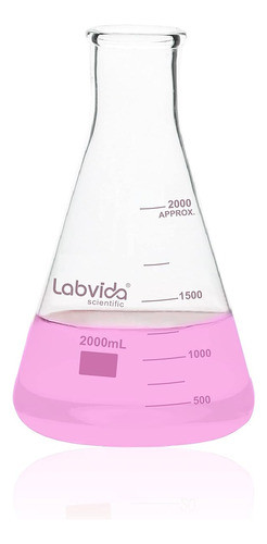 Frasco Erlenmeyer Vidrio Borosilicato 2000ml Boca Estrecha 0