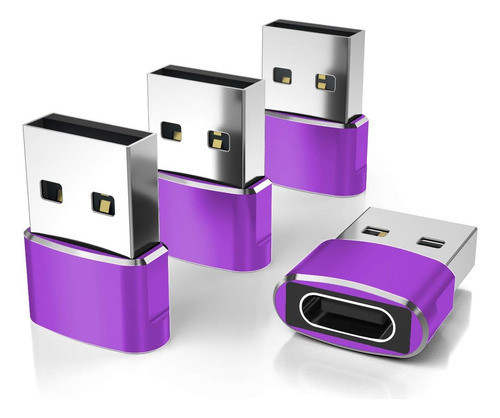 Adaptador Usb C Hembra A Usb Macho X2 (u) Negro Y Purpura 0