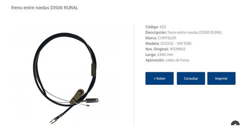 Cable Freno Mano 422 Entre Ruedas Rural Dodge 1500 S8 1