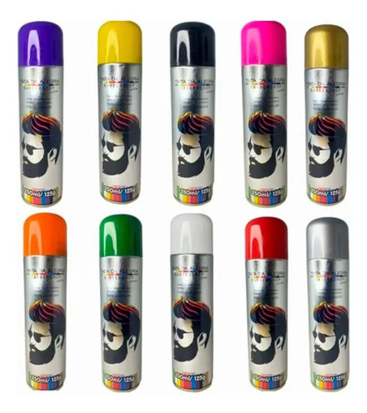 15 Latas Tinta Spray Para Cabelo Colorida - Sai Com Agua 0