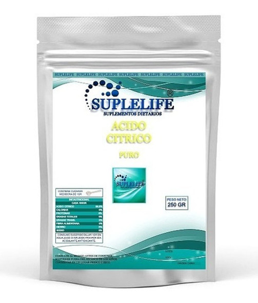 Acido Citrico Puro X 250 Gr Suplelife 0