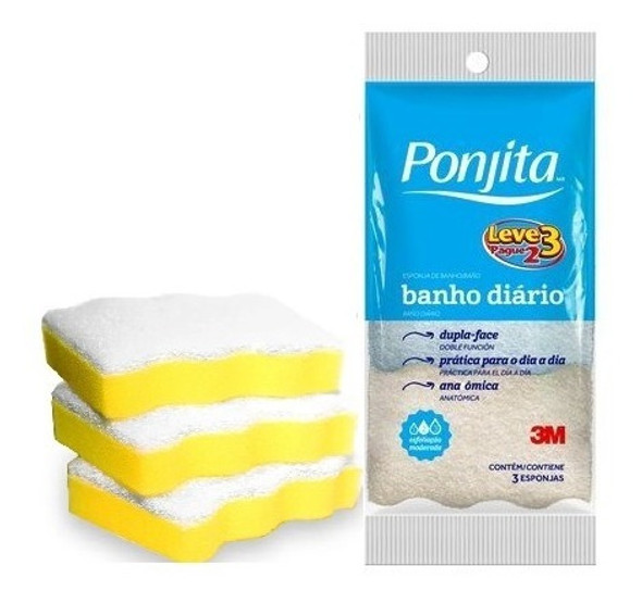 Esponja De Banho Diário Esfoliação Moderada Ponjita 3 M 1
