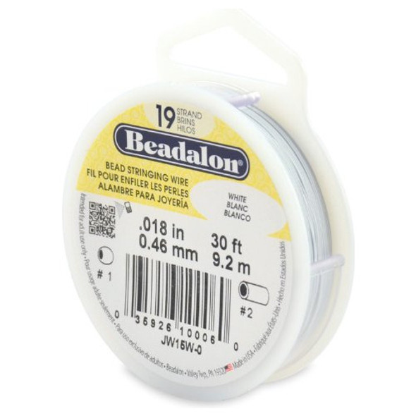 Abalorio Blanco Beadalon De 19 Hilos, 0,018 (0,46 Mm), 30 Pi 0