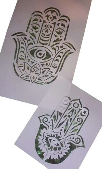 Stencil Mano De Fatima  Grande Y Mediano 0 Stencil Mano De Fatima  Grande Y Mediano 0