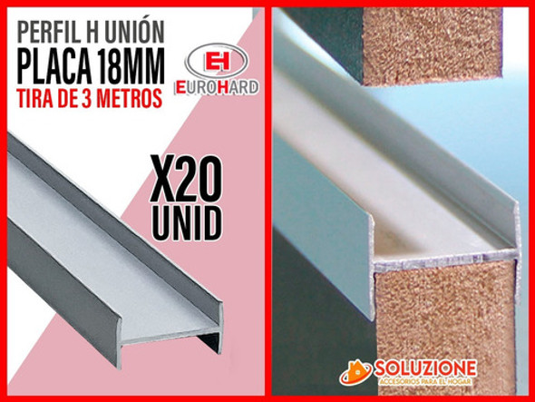 Perfil H Union 18mm Aluminio Anodizado X 20 Unid Eurohard 1