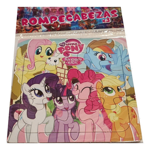 3  Rompecabezas Mi Pequeño Pony 9  Piezas Carton 0