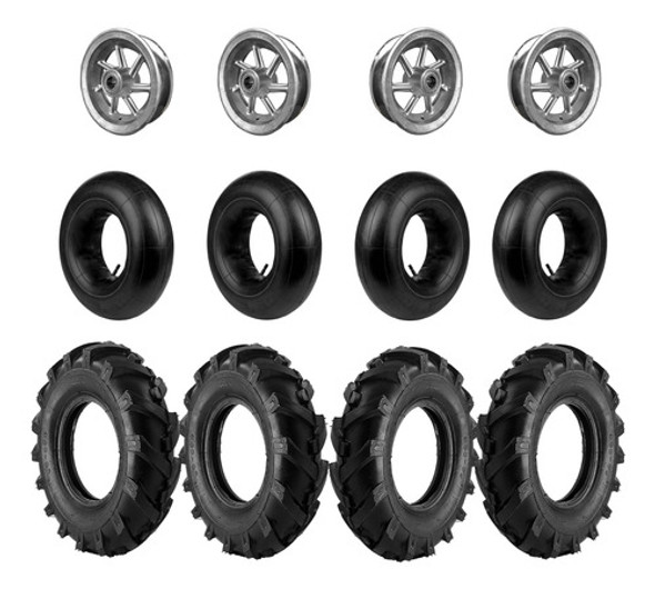 2 Pares Roda Alumínio 8pol Completa Pneu Câmera 390kg Z34 0