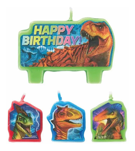 Velas Dinosaurios Jurassic Park Importadas Set X 4 0