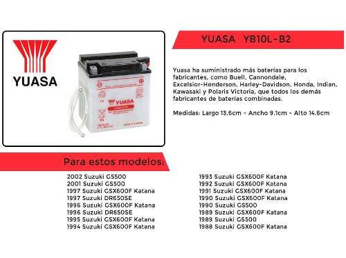 Bateria Motos Yuasa Yb10l-b2 12v 11ah - Sti Motos 1