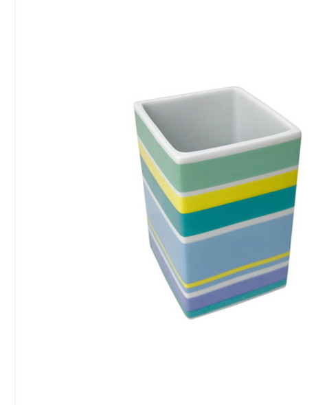 Vaso Porta Cepillo Dientes Porcelana Premium Stripe Decohoy 0
