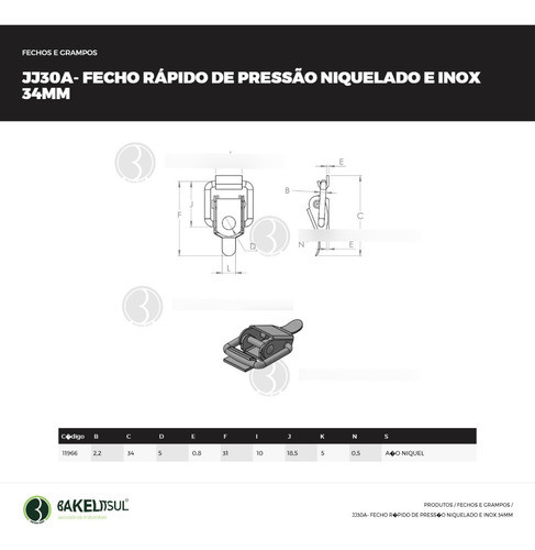Fecho Rápido De Pressão Aço 34mm Jj30a (10 Peças) 1