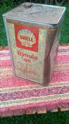 Antigua Lata Aceite Shell Rimula Oil 20 Lts. C Su Tapa Ostra 0