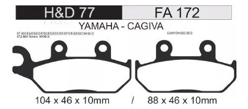 Pastillas Freno Hd 077 Yamaha Xt Xtz 600 Tenere 90-95 Speed 1