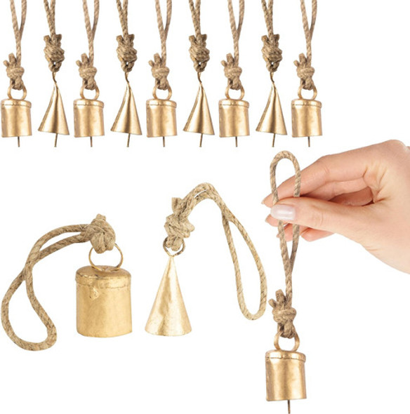Campana Decoración Navideña Rústica C  Cuerda 4cm 20pzas Oro 1 Campana Decoración Navideña Rústica C  Cuerda 4cm 20pzas Oro 1