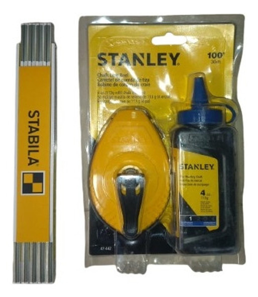Kit Chocla Stanley Con Tiza + Metro De Madera Doble Stabila 0